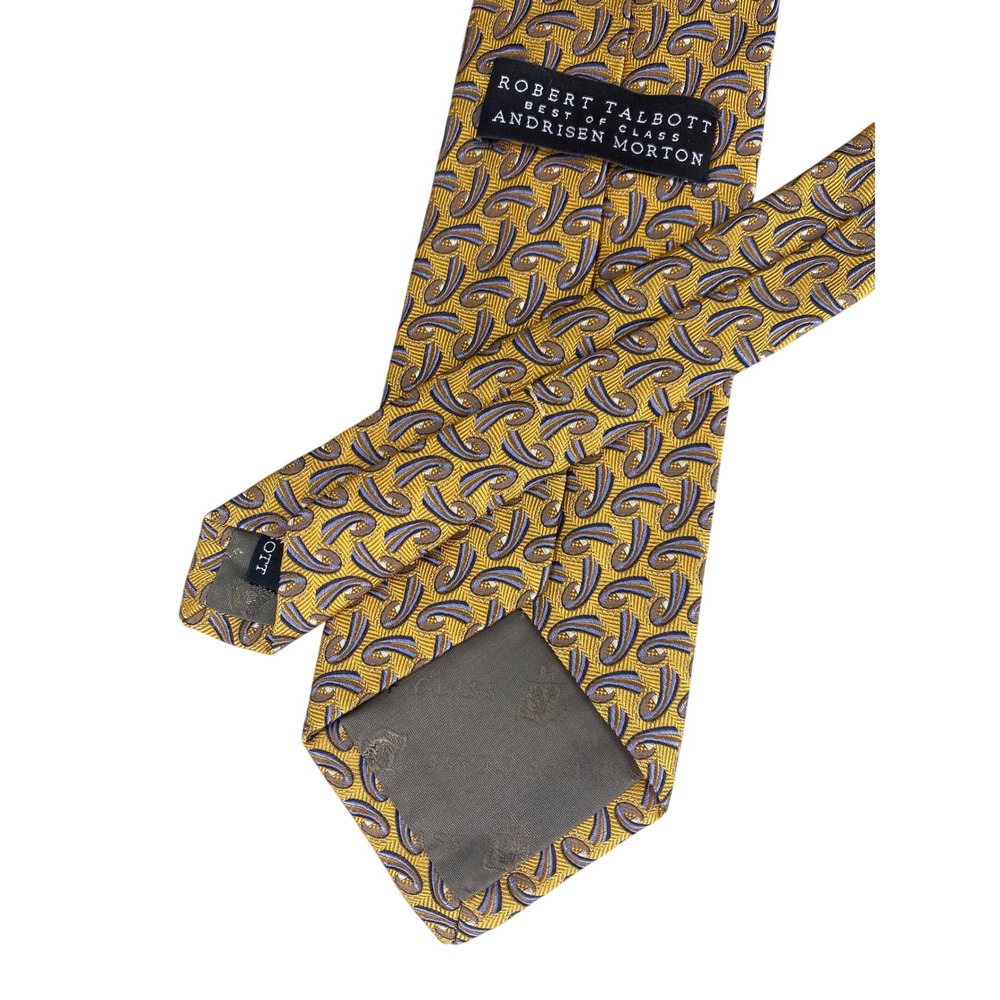 VTG Robert Talbott Best of Class Silk Tie Gold Blue Paisley Andrisen Morton 58x4